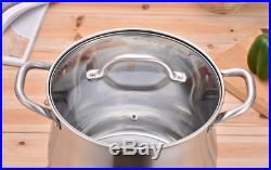 304 Stainless Steel Induction Deep Stock pot Stockpot with Glass lid