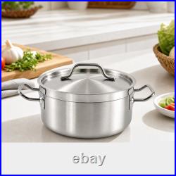 304 Stainless Steel Soup Pot Heavy Duty Cookware Flat Bottom for Home Cooks
