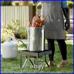 30 Qt STAINLESS STEEL Turkey Deep Fryer Kit Steamer Stock Pot Propane LP Outdoor