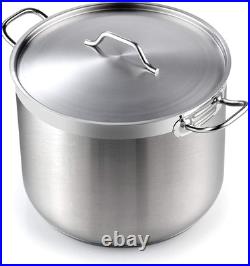 30 Quart Stainless Steel Stockpot with Lid Professional Grade Silver