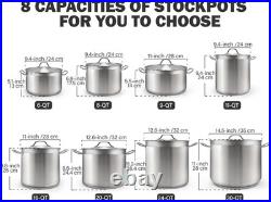 30 Quart Stainless Steel Stockpot with Lid Professional Grade Silver