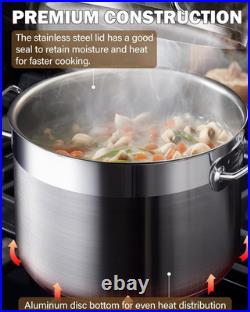 30 Quart Stainless Steel Stockpot with Lid Professional Grade Silver