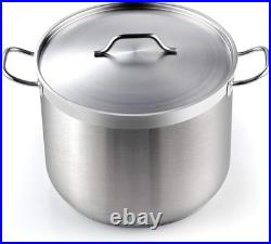 30 Quart Stainless Steel Stockpot with Lid Professional Grade Silver
