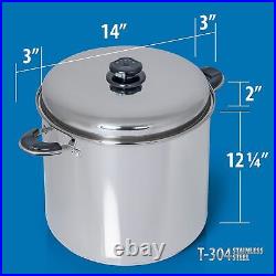 30 Quart Stock Pot & Steamer Basket Set Waterless Cooking & High Heat-Reten
