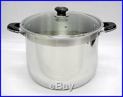 30 qt Quart HD Stainless Steel Thick Capsule Base Tri-Ply Stock Pot with Glass Lid