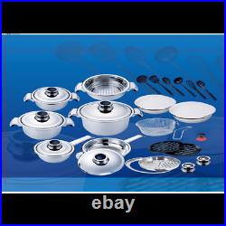 30pcs Erikachef Cocina Cookwares Premium Set Stainless Steel 18/10 Pan Steamer