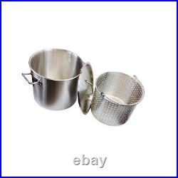 32QT Stainless Steel Stock Pot with Steamer Basket For Seafood, Turkey Boil Pot