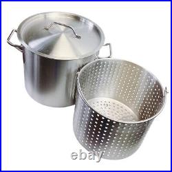 32QT Stainless Steel Stock Pot with Steamer Basket For Seafood, Turkey Boil Pot