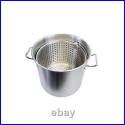 32QT Stainless Steel Stock Pot with Steamer Basket For Seafood, Turkey Boil Pot