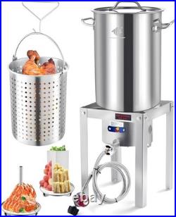 32QT Turkey Fryer Stainless Steel Stock Pot & Stainless Steel Propane Burner