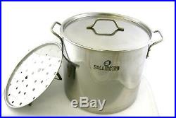 32 QT Quart 8 Gallon Stainless Steel Stock Pot Steamer Brew Kettle with lid rack