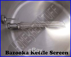 32 QT STAINLESS HOMEBREW BOILING KETTLE STOCKPOT with BAZOOKA SCREEN, VALVE, THERM
