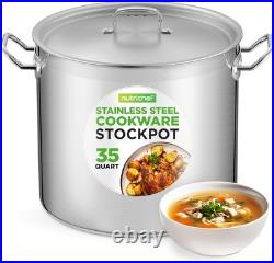 35 Quart Stainless Steel Stockpot Induction Oven Safe Heavy Duty Cookware