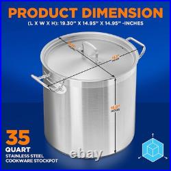 35 Quart Stainless Steel Stockpot Induction Oven Safe Heavy Duty Cookware