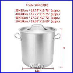 36/50/71/98L Safe Metal Stainless Steel Stock Pot Kitchen Soup Cookware with Lid