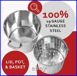 36 QT Stainless Steel Stock Pot With Basket. Heavy Kettle. Cookware for Boiling 3