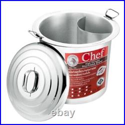 36 cm. Pot 2 Channels+Lid Thai Noodle Stockpot Stainless Steel Chef Food Drink Pa