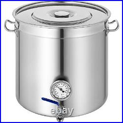 37 qt Stainless Steel Stock Pot + Thermometer 9.25 Gallon Brew Kettle Homebrew