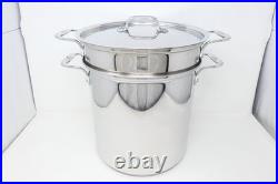 3 Piece All Clad Stainless Steel 12 Qt Multi Stock Pot with Pasta Strainer & Lid
