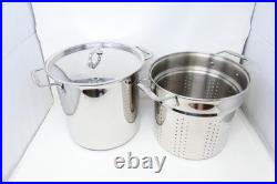3 Piece All Clad Stainless Steel 12 Qt Multi Stock Pot with Pasta Strainer & Lid