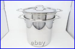 3 Piece All Clad Stainless Steel 12 Qt Multi Stock Pot with Pasta Strainer & Lid