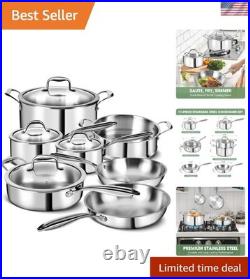 3 Ply Stainless Steel 11-Piece Cookware Set with Lids, Pots and Pans Kitchen