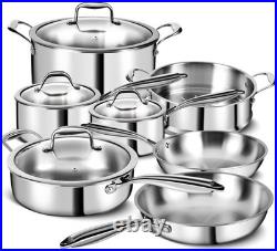 3 Ply Stainless Steel 11-Piece Cookware Set with Lids, Pots and Pans Kitchen