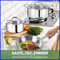 3 Ply Stainless Steel 11-Piece Cookware Set with Lids, Pots and Pans Kitchen