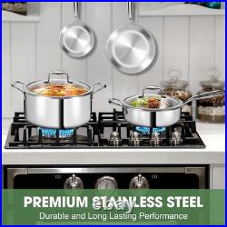 3 Ply Stainless Steel 11-Piece Cookware Set with Lids, Pots and Pans Kitchen