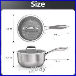 3 Quart Stainless Steel Saucepan, Nonstick Sauce Pan, Ceramic Suce Pot with Temp