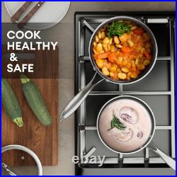 3 Quart Stainless Steel Saucepan, Nonstick Sauce Pan, Ceramic Suce Pot with Temp