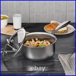 3 Quart Stainless Steel Saucepan, Nonstick Sauce Pan, Ceramic Suce Pot with Temp