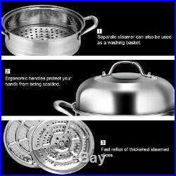 3 Tier Steamer Cooking Pot Saucepot Stockpot Kitchen Cookware Stainless Steel