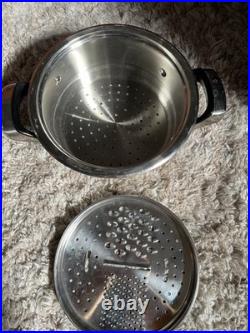 3 pc. NUTRI-STAHL 24 ELEMENT T304 3 QT SS STEAMER POT SAUCEPAN Pan w Lid Cook