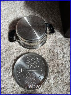 3 pc. NUTRI-STAHL 24 ELEMENT T304 3 QT SS STEAMER POT SAUCEPAN Pan w Lid Cook