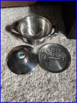 3 pc. NUTRI-STAHL 24 ELEMENT T304 3 QT SS STEAMER POT SAUCEPAN Pan w Lid Cook