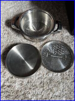 3 pc. NUTRI-STAHL 24 ELEMENT T304 3 QT SS STEAMER POT SAUCEPAN Pan w Lid Cook