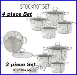 3pc 4pc Non Stick Deep Stockpot Cooking Pot Pan Casserole Set Stainless Steel