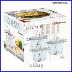 3pc 4pc Non Stick Deep Stockpot Cooking Pot Pan Casserole Set Stainless Steel