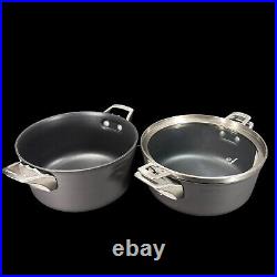 3pc Calphalon Premier Hard-Anodized Nonstick Stock Pot 6 Qt and 5 Qt with One Lid