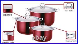 3pc Stainless Steel Stockpot Induction Cookware Casserole Cooking Pot Pan Set