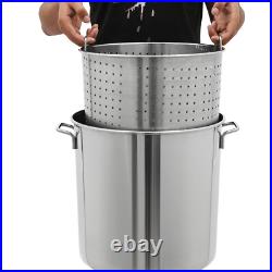 40L/42.27 Qt Stainless Steel 201 Stock Pot with Basket Cookware for Boiling