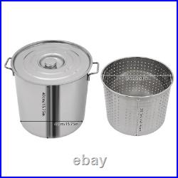 40L/42.27 Qt Stainless Steel 201 Stock Pot with Basket Cookware for Boiling
