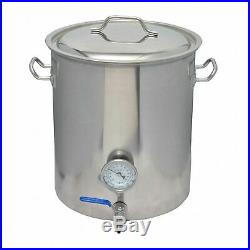 40L 42 Quart Stainless SS304 Brew Kettle Stock Pot with Ball Valve & Thermometer