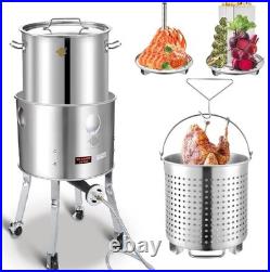 40QT Stainless Steel Stockpot With 200,000BTU Propane Burner