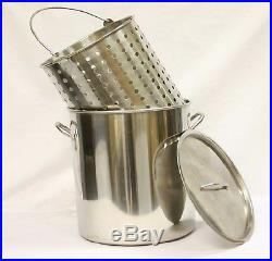 42 qt Quart 10 Gal Stainless Steel Stock Pot Steamer /Boil Basket Beer Brew Fry
