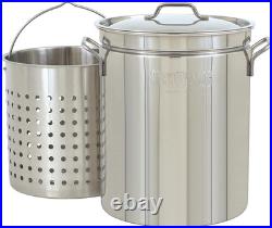 44-Qt Stainless Stockpot with Basket for Boils, Steaming, Gumbo & Stews