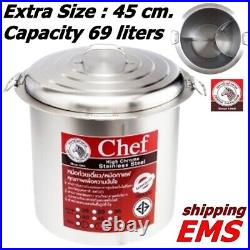 45 cm. Extra Large Thai Noodle Soup Stockpot Pot Stainless Steel Zebra Chef Food