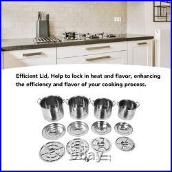 4Pcs Stockpot Set Stainless Steel Cooking Soup Stock Pot With Lid For Home