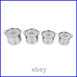 4Pcs Stockpot Set Stainless Steel Cooking Soup Stock Pot With Lid For Home